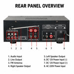 AV-326BT Amplificatore stereo ad alta potenza con Bluetooth ed equalizzatore per auto e karaoke all'aperto, EU Plug, US Plug, UK Plug