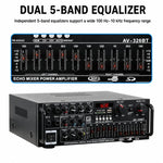 AV-326BT Amplificatore stereo ad alta potenza con Bluetooth ed equalizzatore per auto e karaoke all'aperto, EU Plug, US Plug, UK Plug