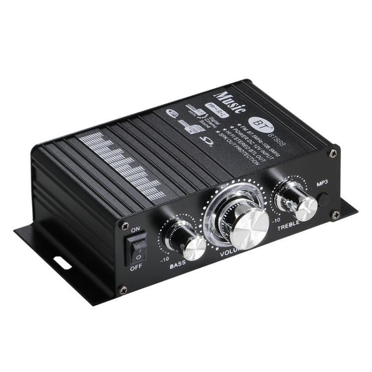 BT-888 Mini amplificatore Bluetooth 5.0 a 2 canali per uso domestico e in auto, No Adapter & BT, No Adapter Support BT, BT Version + US Plug, BT Version + EU Plug