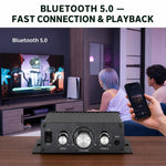 BT-888 Mini amplificatore Bluetooth 5.0 a 2 canali per uso domestico e in auto, No Adapter & BT, No Adapter Support BT, BT Version + US Plug, BT Version + EU Plug