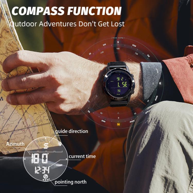 Orologio sportivo intelligente NORTH EDGE LiteCore da uomo, impermeabile, con bussola e contapassi, ideale per attività all'aperto.