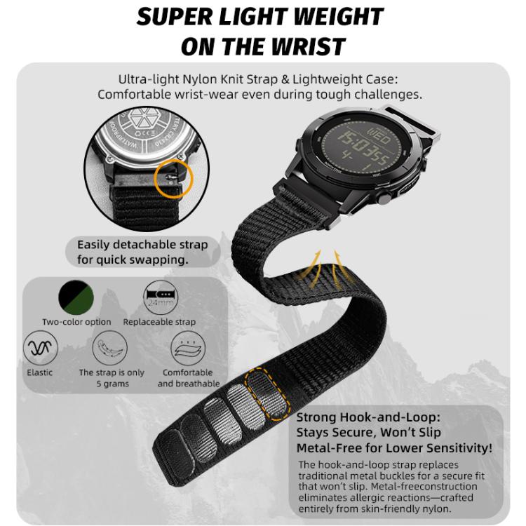 Orologio sportivo intelligente NORTH EDGE LiteCore da uomo, impermeabile, con bussola e contapassi, ideale per attività all'aperto.