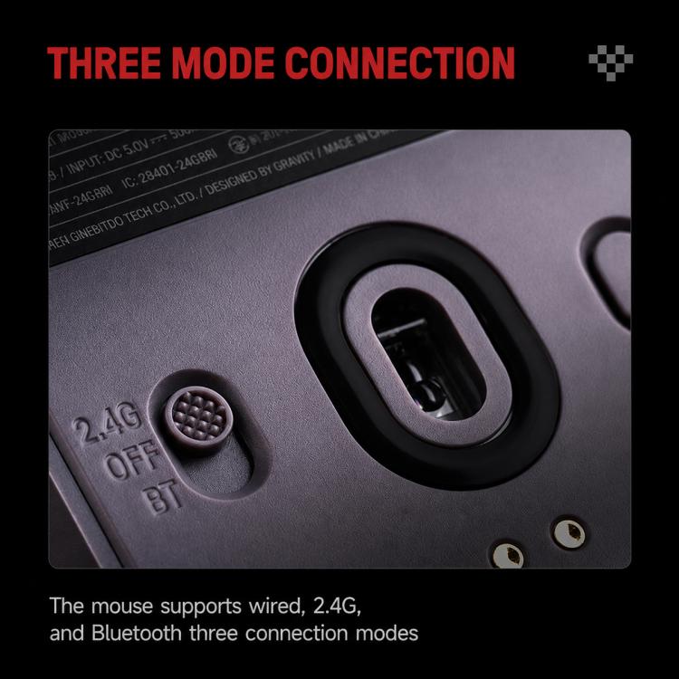Mouse wireless retrò 8BitDo Retro R8-N Edition con tripla modalità e base di ricarica wireless.