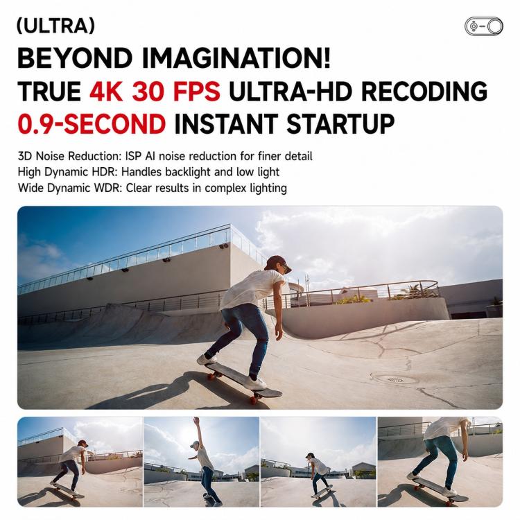 GO9 Fotocamera sportiva indossabile con magnete per pollice, tascabile GO9, 64GB Memory Card