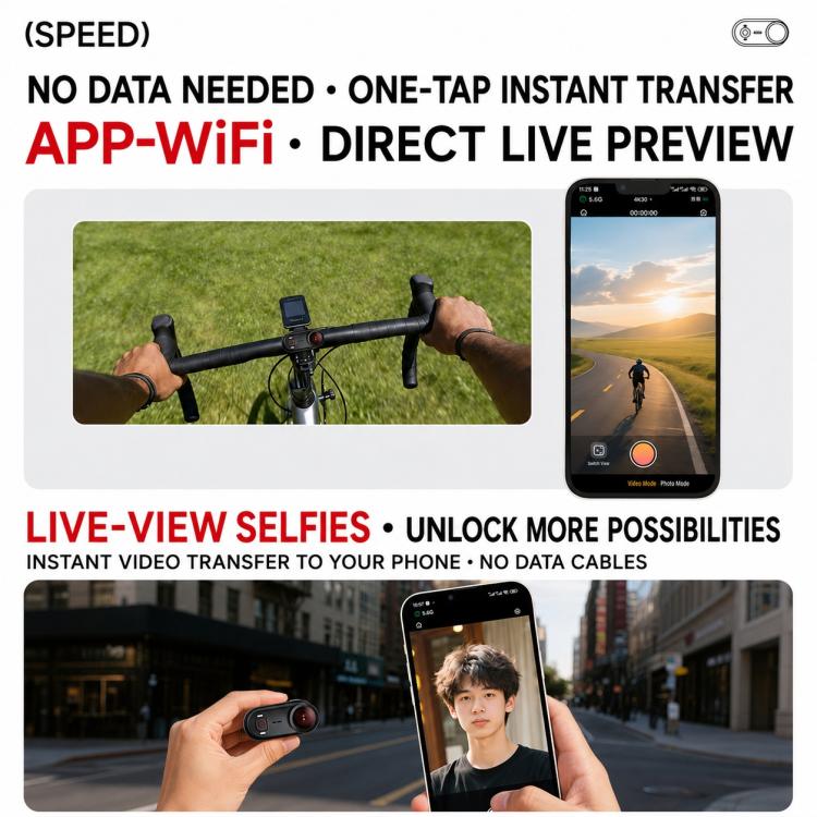 GO9 Fotocamera sportiva indossabile con magnete per pollice, tascabile GO9, 64GB Memory Card