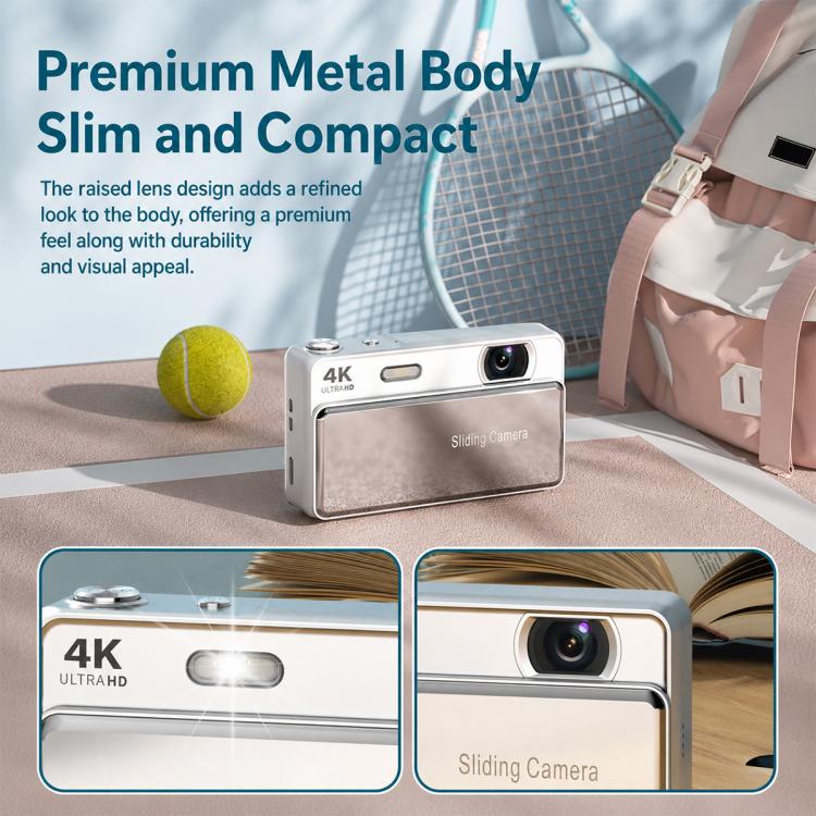 Fotocamera digitale M15 con cover scorrevole, risoluzione 4K e sensore CCD da 64 MP, sensore da 64 MP.