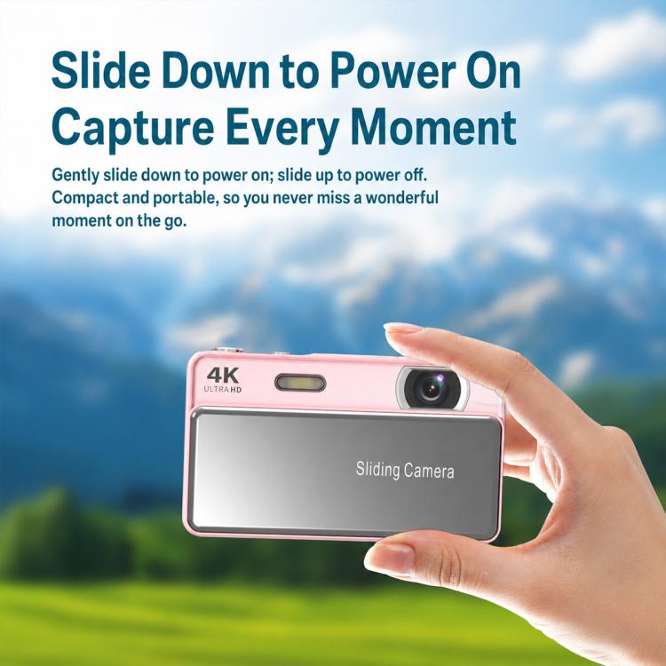 Fotocamera digitale M15 con cover scorrevole, risoluzione 4K e sensore CCD da 64 MP, sensore da 64 MP.