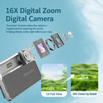 Fotocamera digitale M15 con cover scorrevole, risoluzione 4K e sensore CCD da 64 MP, sensore da 64 MP.