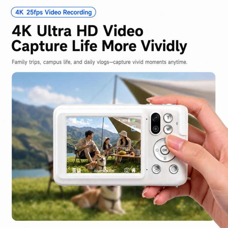 DC309AI IPS 4K Recorder Telecamera intelligente con intelligenza artificiale e controllo vocale per bambini, No Memory Card, 16G Memory Card, 32G Memory Card, 64G Memory Card