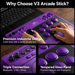 8BitDo Arcade Stick V3 Controller di gioco tri-mode Bluetooth, cablato e wireless