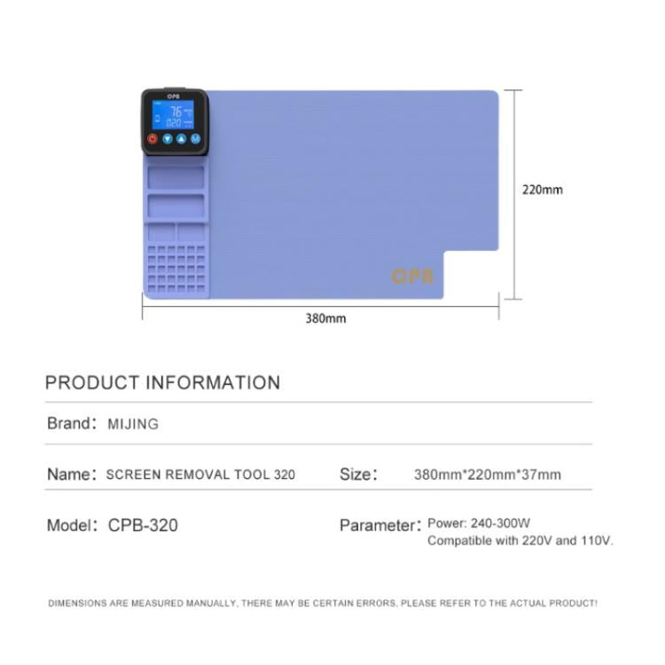 Piattaforma riscaldante per separatore schermo LCD MIJING CPB-320, EU Plug, US Plug