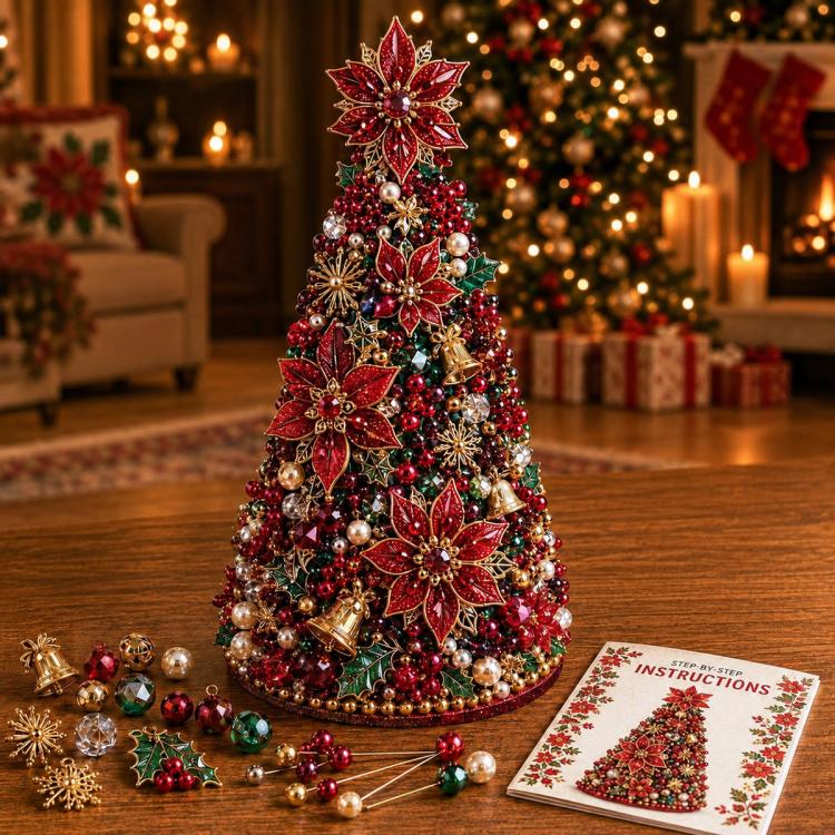 Kit fai-da-te per creare un alberello natalizio con perline, Santa Claus, Snowman, Poinsettia, Candy, Red Sparrow, Angel, Blue Night, Christmas Tree A-Rainbow, Christmas Tree B-Springtime, Christmas Tree C-Blue Purple, Christmas Tree D-Winter Snow     ...