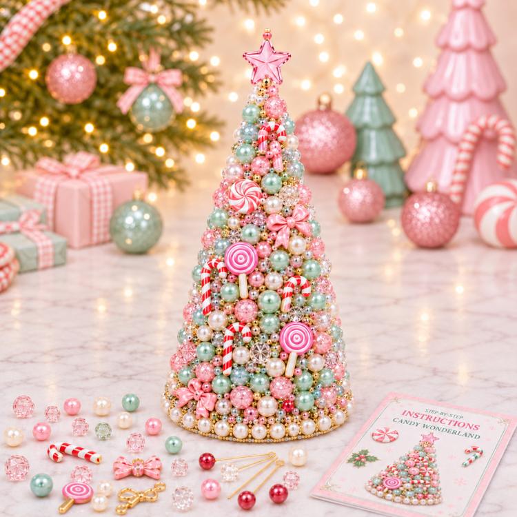 Kit fai-da-te per creare un alberello natalizio con perline, Santa Claus, Snowman, Poinsettia, Candy, Red Sparrow, Angel, Blue Night, Christmas Tree A-Rainbow, Christmas Tree B-Springtime, Christmas Tree C-Blue Purple, Christmas Tree D-Winter Snow     ...