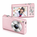 Fotocamera digitale 4K con pixel interpolati da 64 MP, autofocus AF e messa a fuoco automatica., White, White + 16G TF, White + 32G TF, Pink, Pink + 16G TF, Pink + 32G TF, Black + 16G TF