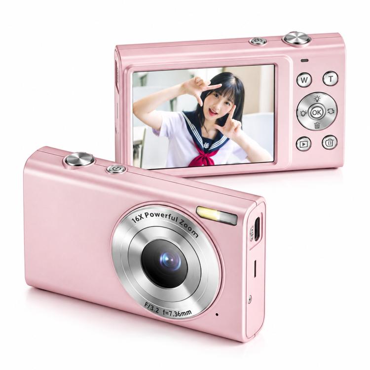 Fotocamera digitale 4K con pixel interpolati da 64 MP, autofocus AF e messa a fuoco automatica., White, White + 16G TF, White + 32G TF, Pink, Pink + 16G TF, Pink + 32G TF, Black + 16G TF