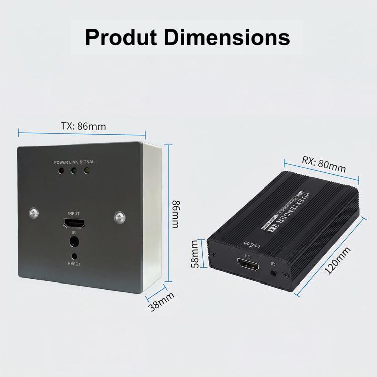 Set di convertitore trasmettitore e ricevitore per cavo di rete HD con presa a muro WP1815HD, EU Plug, US Plug, UK Plug, AU Plug