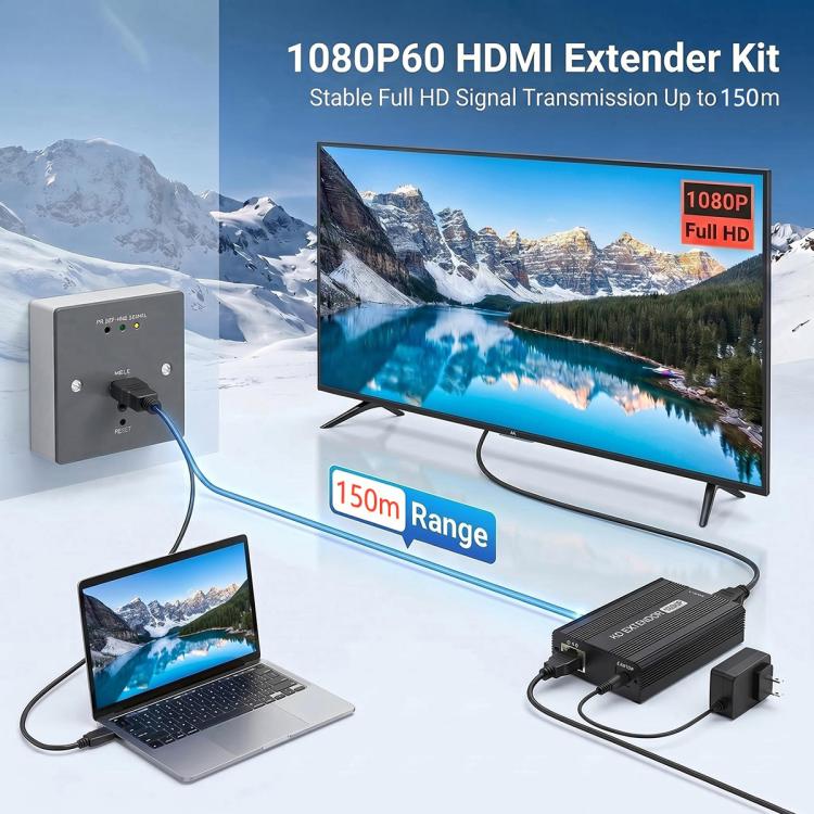 Set di convertitore trasmettitore e ricevitore per cavo di rete HD con presa a muro WP1815HD, EU Plug, US Plug, UK Plug, AU Plug