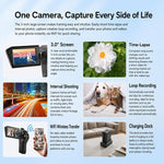 Videocamera Vlog portatile V02 con zoom ottico 8x, schermo ribaltabile e risoluzione 8K HD