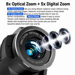 Videocamera Vlog portatile V02 con zoom ottico 8x, schermo ribaltabile e risoluzione 8K HD