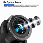 Videocamera Vlog portatile V02 con zoom ottico 8x, schermo ribaltabile e risoluzione 8K HD