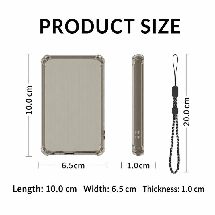 Custodia protettiva antiurto in TPU trasparente per lettore MP3 con cordino, For Innioasis Y1