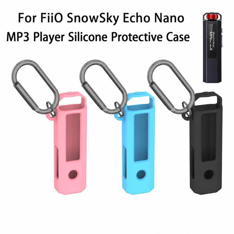Custodia protettiva in silicone a tinta unita per lettore MP3 con moschettone, For FiiO SnowSky ECHO NANO
