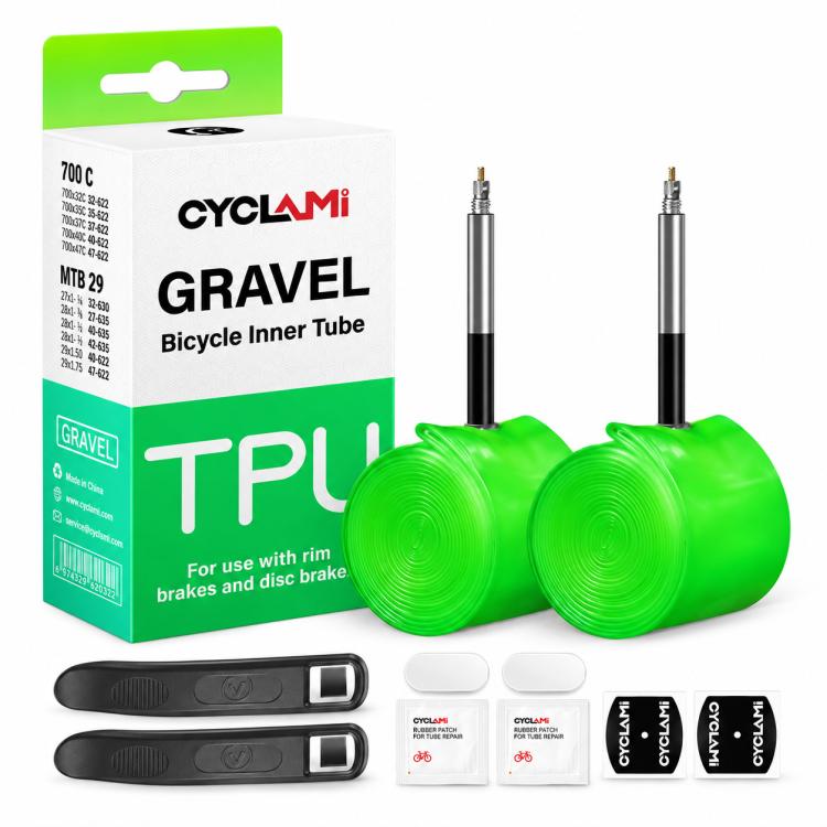 CYCLAMi 2 pezzi/confezione - Camera d'aria ultraleggera in TPU per bici gravel, 46g-FV45mm, 46g-FV65mm