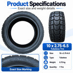AIMITE Universal Electric Scooter Off-Road Tubeless Tire, 10 inch x 2.75-6.5 inch