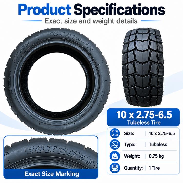 AIMITE Universal Electric Scooter Off-Road Tubeless Tire, 10 inch x 2.75-6.5 inch