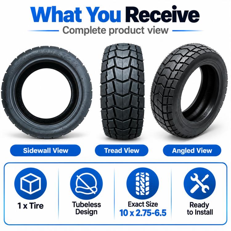 AIMITE Universal Electric Scooter Off-Road Tubeless Tire, 10 inch x 2.75-6.5 inch
