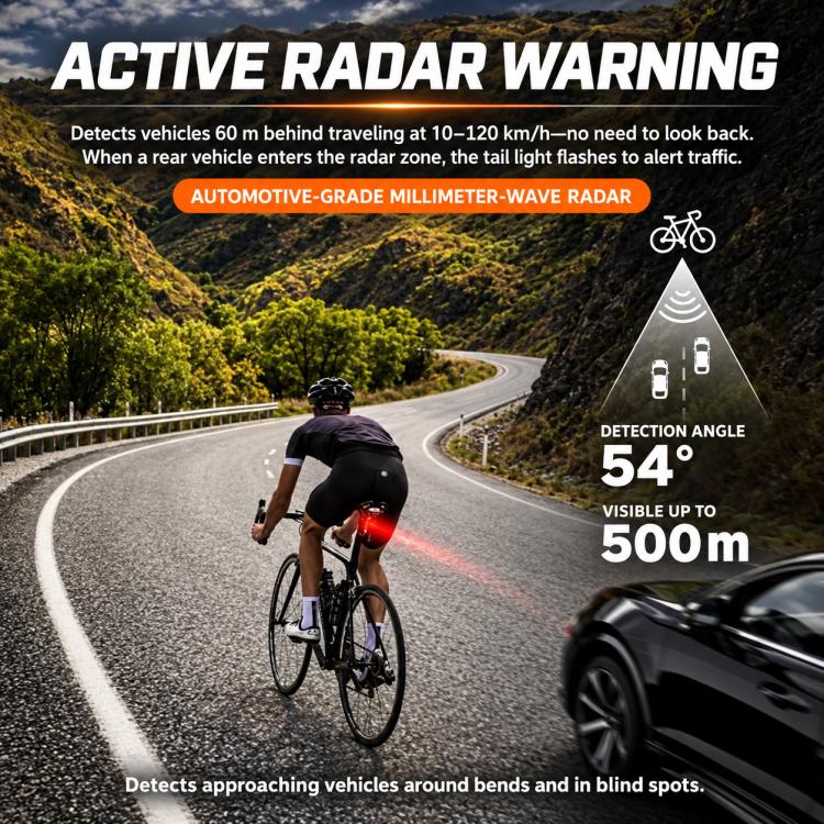 CYCLAMi RT02 Smart Bike Tail Light Brake Radar Sensing Warning Light, RT02