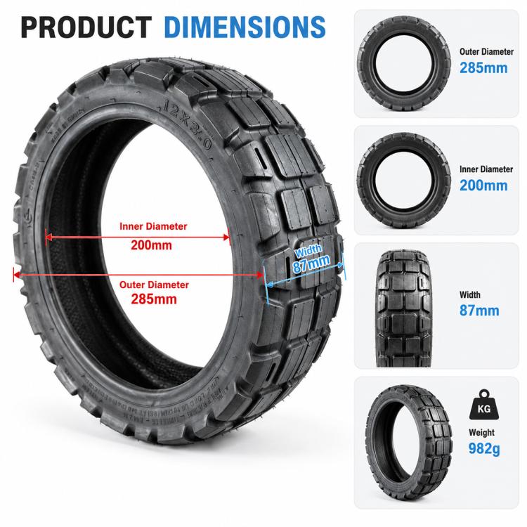 AIMITE Universal Electric Scooter Vacuum Tire, 12 inch x 3 inch