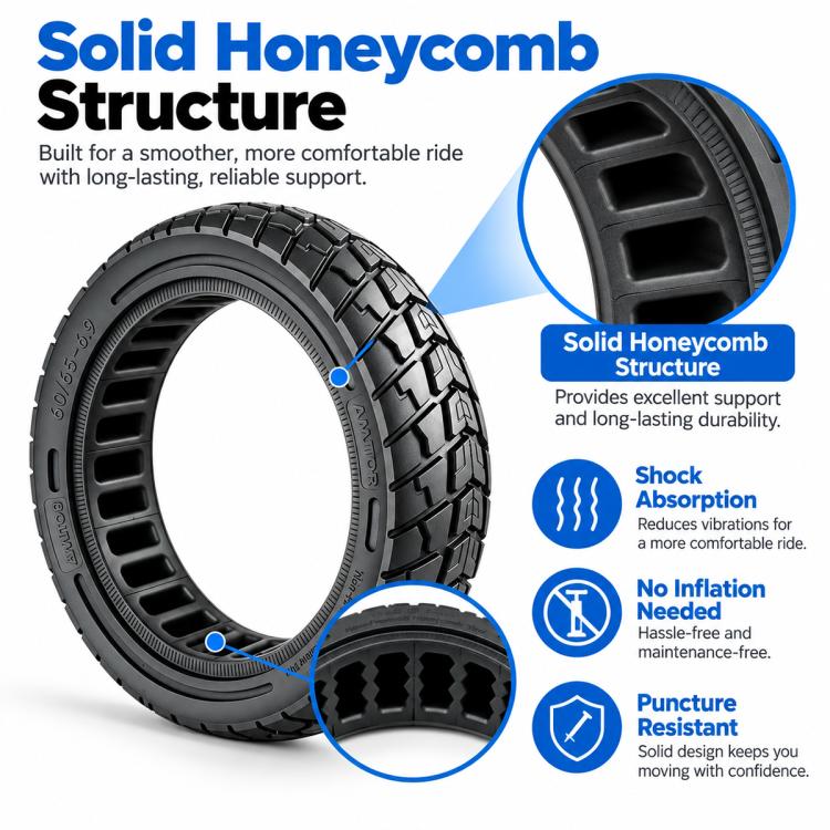 AIMITE Electric Scooter 45mm Slot Honeycomb Solid Tire, Size: 60 / 65-6.9 inch, For Ninebot MAX G2 (Black)