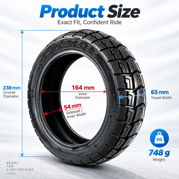 AIMITE Electric Scooter Off-Road Vacuum Tire, Size: 10 inch x 2.75-6.5 inch, For Ninebot Max G30