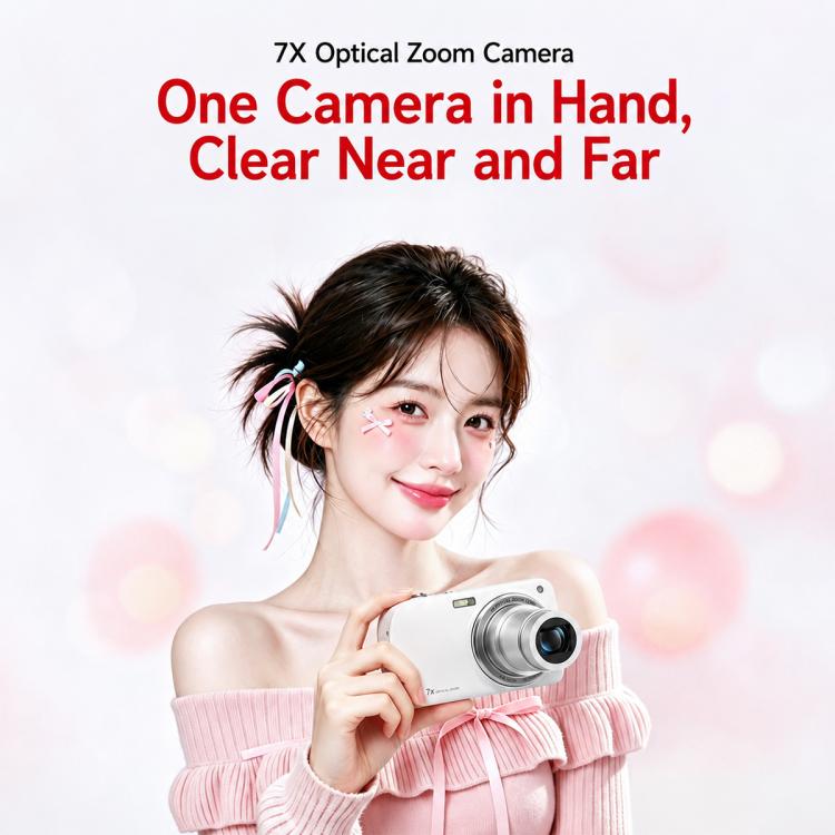 DC417X 2.8 inch Screen 7x Optical Zoom Front and Rear Dual Lens Digital Camera, without, 16GB, 32GB, 64GB, 128GB
