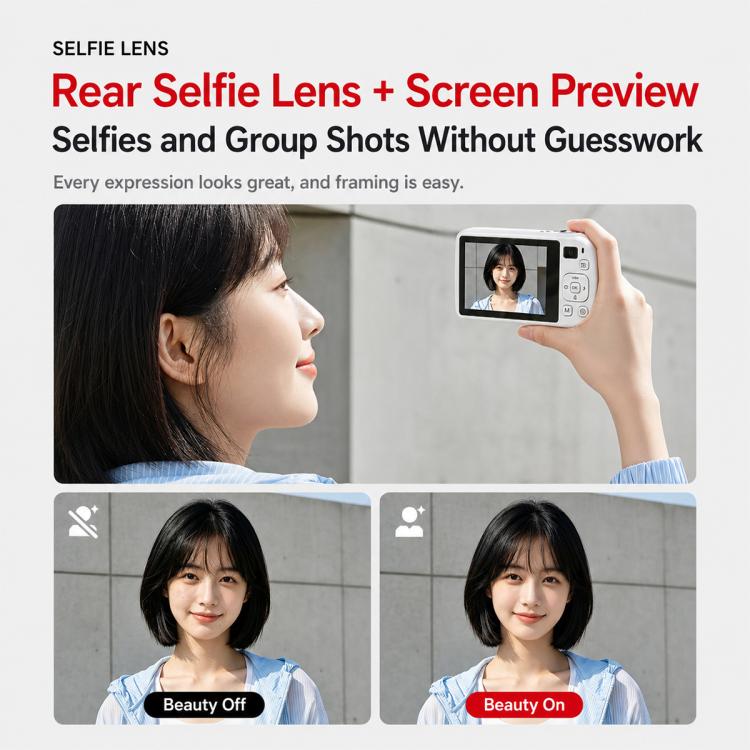 DC417X 2.8 inch Screen 7x Optical Zoom Front and Rear Dual Lens Digital Camera, without, 16GB, 32GB, 64GB, 128GB