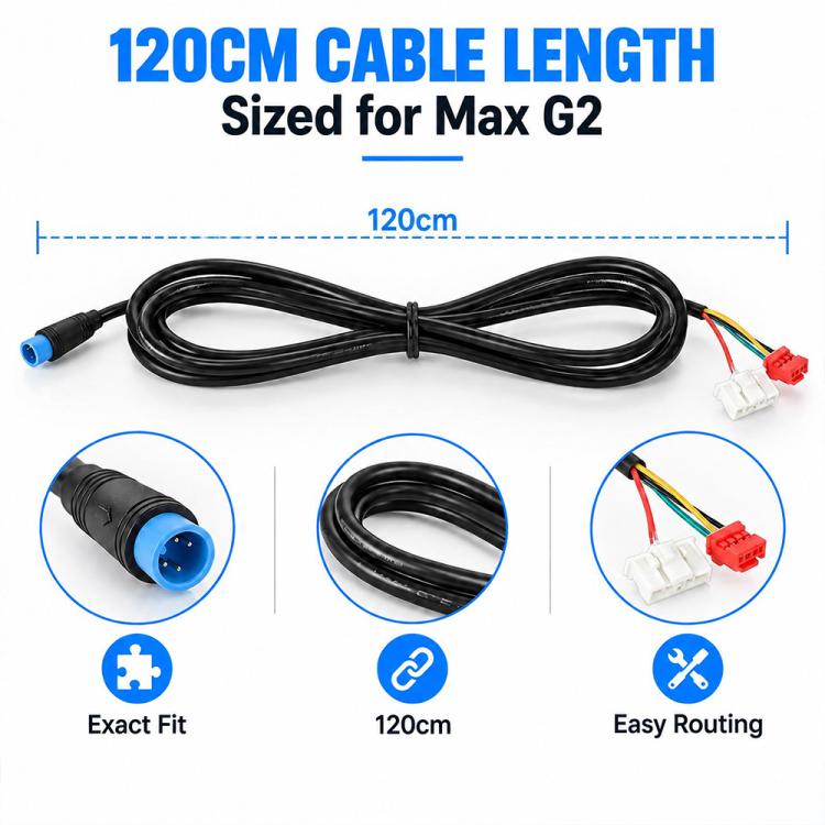 LYQT099-4 Electric Scooter Controller Connector Cable For Ninebot MAX G2, 120cm