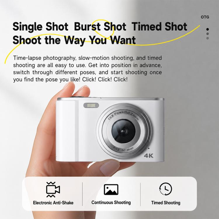 DC302 2.8 inch Screen Retro Digital HD Camera, White without Memory Card, White + 16GB, White + 32GB, White + 64GB, Black + 32GB, Black + 64GB