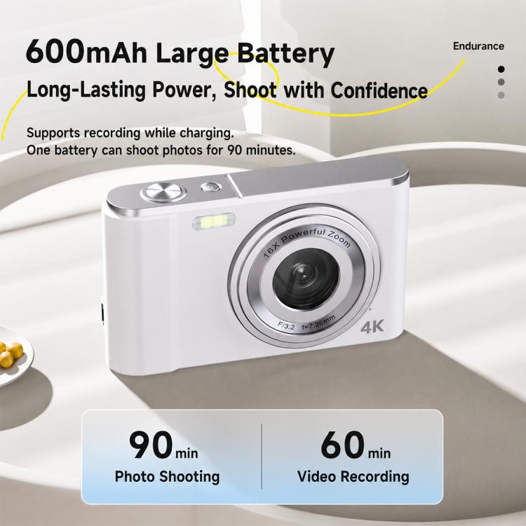 DC302 2.8 inch Screen Retro Digital HD Camera, White without Memory Card, White + 16GB, White + 32GB, White + 64GB, Black + 32GB, Black + 64GB