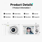 DC302 2.8 inch Screen Retro Digital HD Camera, White without Memory Card, White + 16GB, White + 32GB, White + 64GB, Black + 32GB, Black + 64GB
