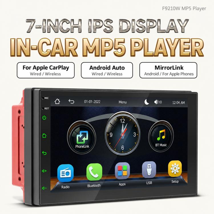 7 inch IPS Double-DIN Car MP5 Player Wireless CarPlay/Android Auto Bluetooth HD Display