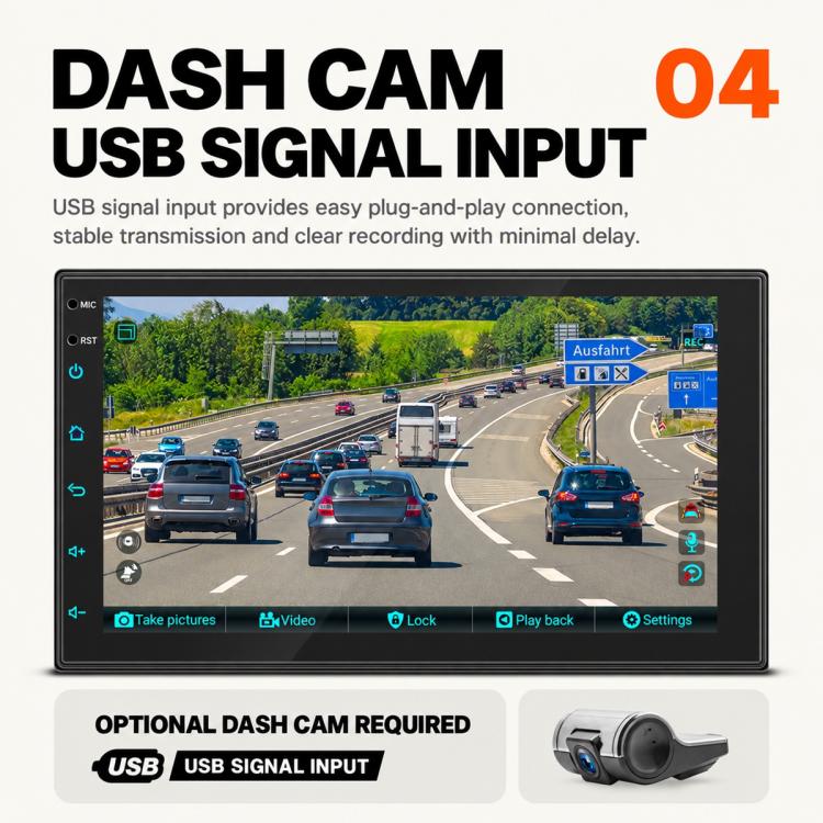 7 inch IPS Double-DIN Car MP5 Player Wireless CarPlay/Android Auto Bluetooth HD Display