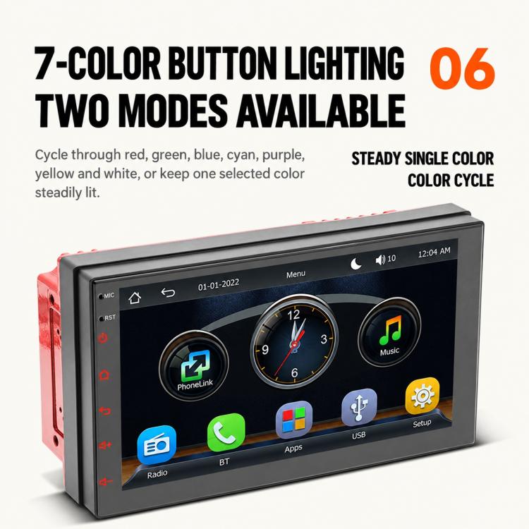 7 inch IPS Double-DIN Car MP5 Player Wireless CarPlay/Android Auto Bluetooth HD Display