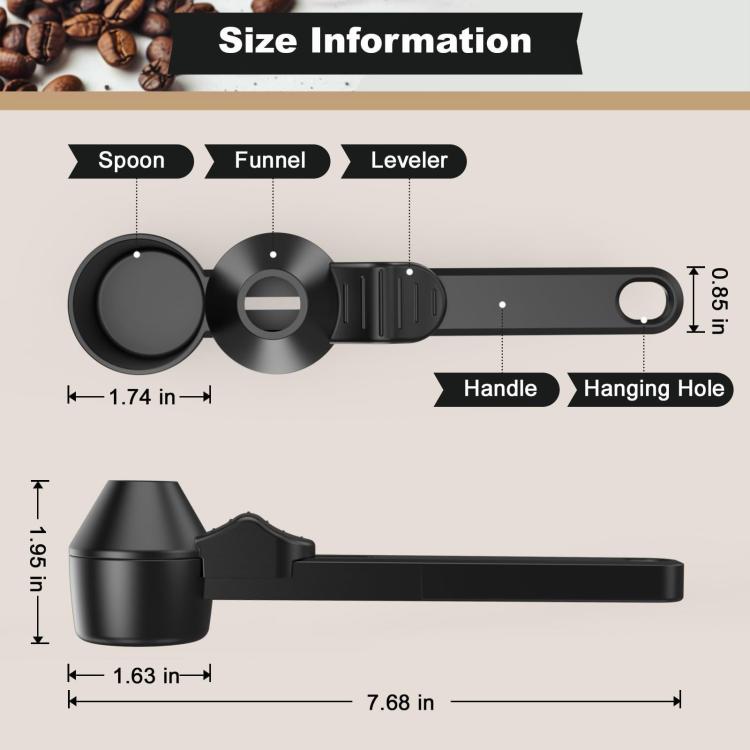 LsCook High Capacity Coffee Plastic Round Scoop Long-Handled No?Spill Spoon