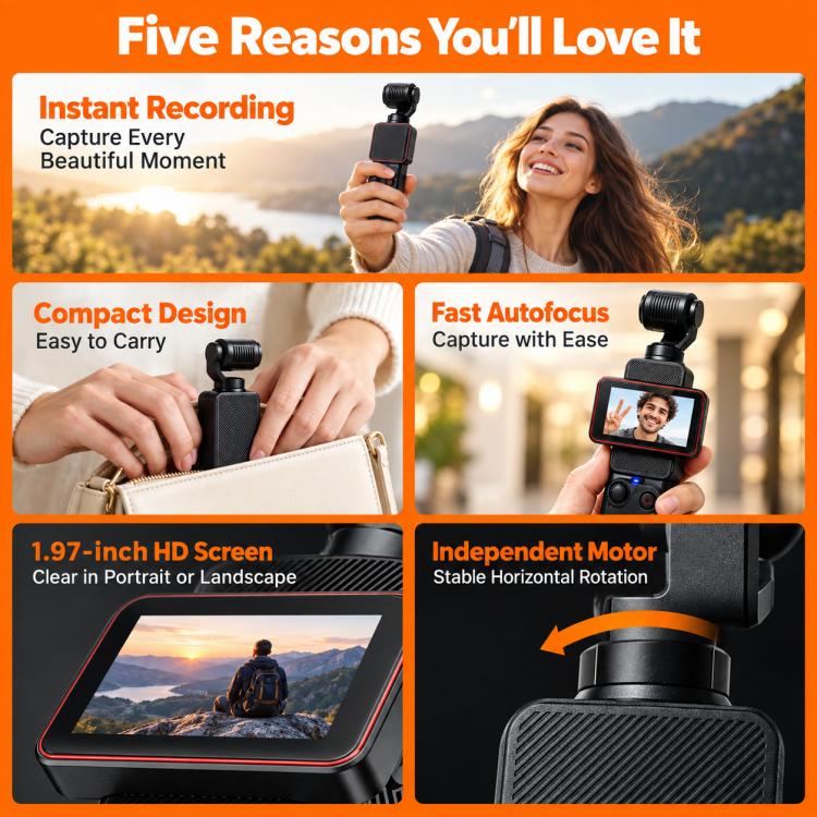 DV11 1.97-inch HD Handheld Gimbal Pocket Camera Outdoor Sports Recorder
