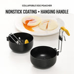 LsCook Foldable Heat-Resistant Handle Non-Stick Egg Poacher Spoon, Packed in OPP Bag, 2 PCS in Box with Brush