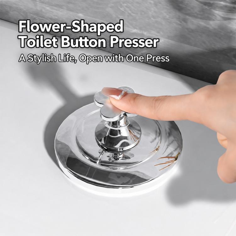 Electroplated Silver Flower Toilet Pusher  Nail Art Special Toilet Flush Switch Button, 1 PCS, 2 PCS