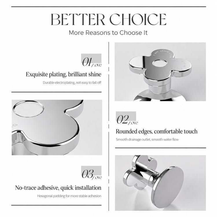 Electroplated Silver Flower Toilet Pusher  Nail Art Special Toilet Flush Switch Button, 1 PCS, 2 PCS