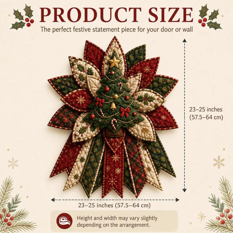 Festive Quilted Christmas Door Hanging DIY Sewing Kit, Christmas Tree, Poinsettia, Snowman, Red Sparrow, Reindeer, Angel