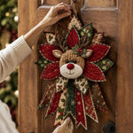 Festive Quilted Christmas Door Hanging DIY Sewing Kit, Christmas Tree, Poinsettia, Snowman, Red Sparrow, Reindeer, Angel